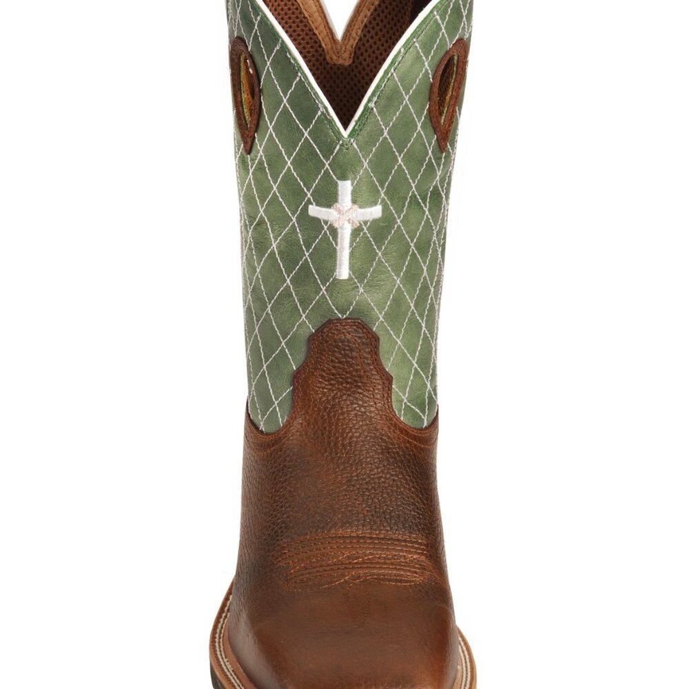 Twisted X Cowboy Boots Mens Cross Steel Toe Work Boots Green Brown 10.5 EE 22899